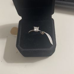 1.00 Carat Square Diamond Moissanite 925 Silver Ring Q/COA Was 