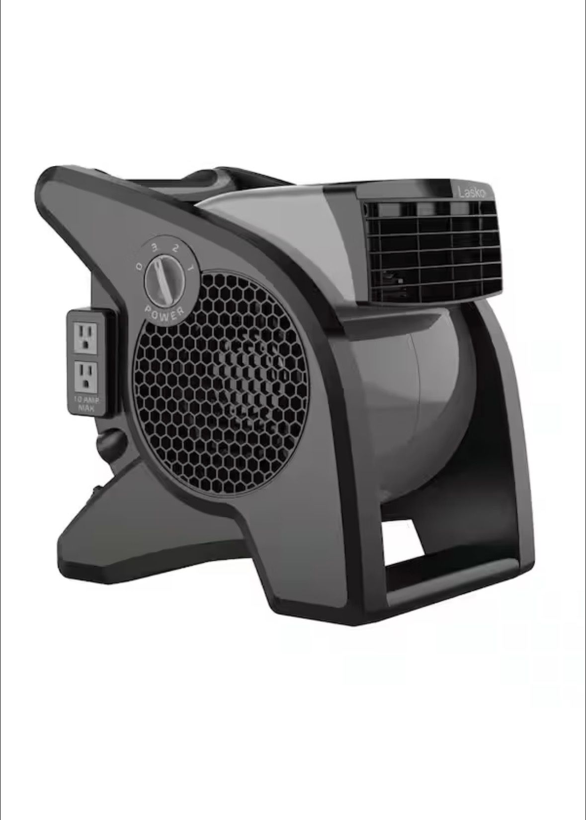 Pivoting 11.2 in. 3 Speed High Velocity Blower Fan for Home, Job Site in Gray, 375 CFM, 2 120V Outlets, Circuit Breaker