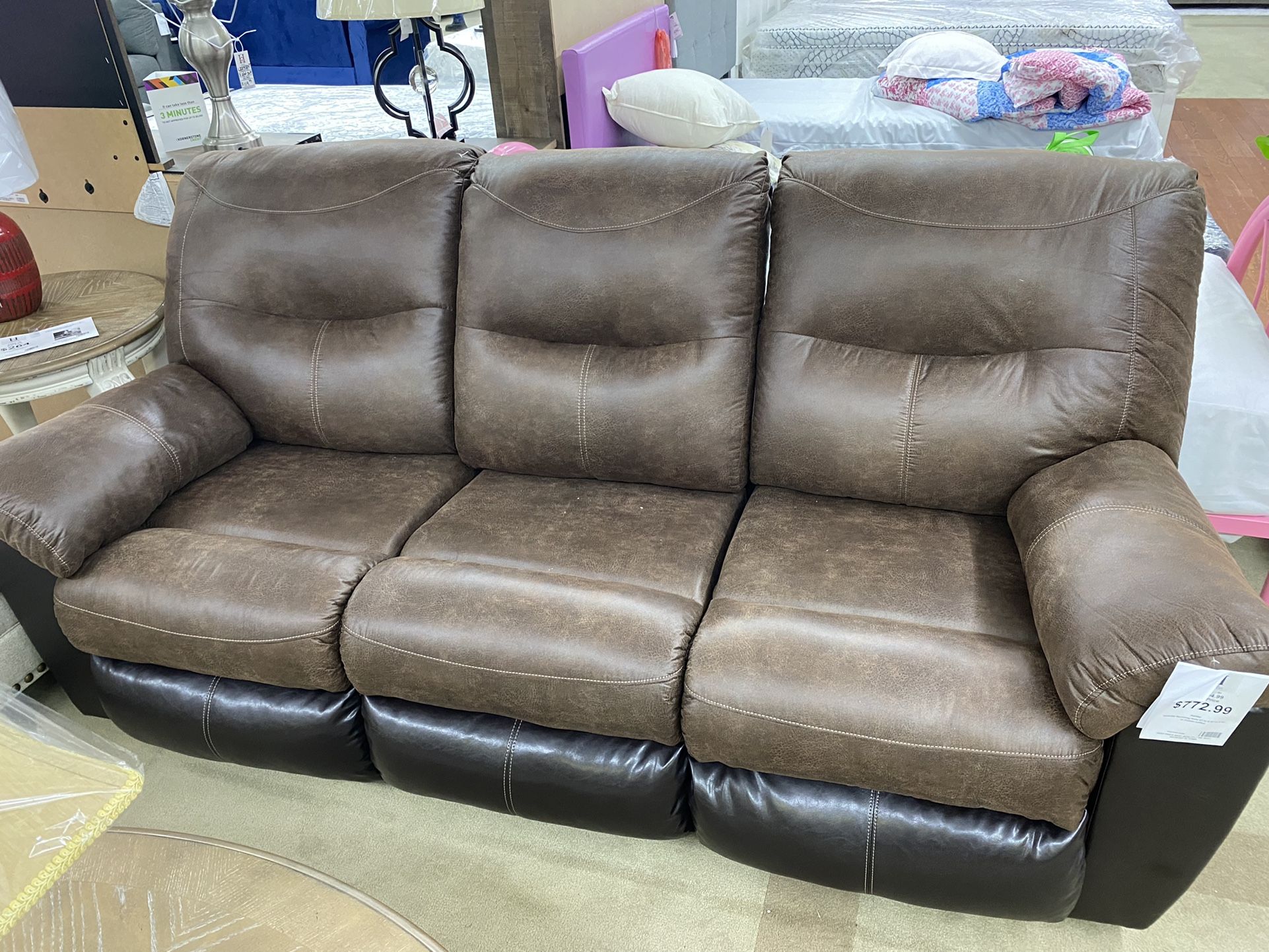 Two Tone Sofa Brown And Black Faux Leather