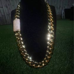 20mm Miami Cuban Link Gold Plated Chain Necklace 18k & 14k Diamond Iced Out Lock