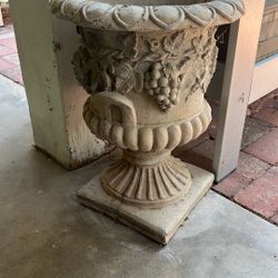 Cement Flower  pot 18 inches tall 10 inches wide