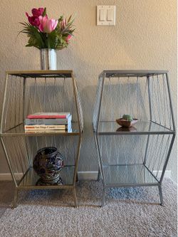Modern End Tables/Nightstands – Set of 2 (Silver & Champagne Gold)