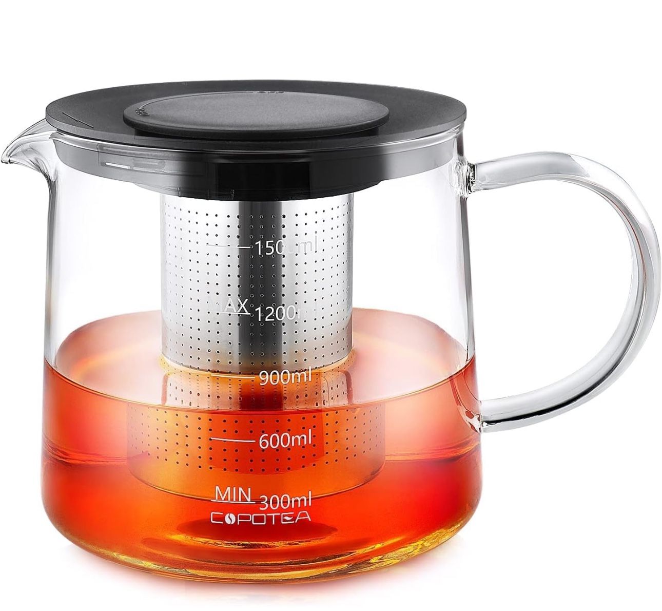 Glass Teapot with Infuser - 1500ml/50 OZ Tea Kettle Stovetop Safe Tea Pot for Blooming Tea Loose Leaf Tea, Premium Tea Maker with Gift Box