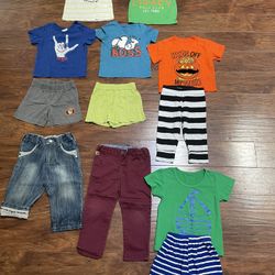 Set Of 12 Baby Boy Size 12months Tees Shirts Shorts Pants Sets