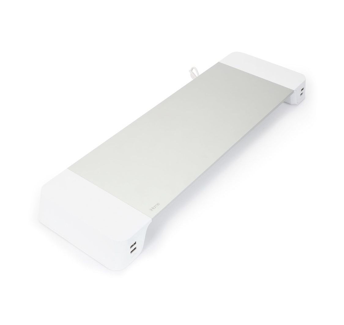 iHome Computer Monitor Stand with 4 Port USB Hub
