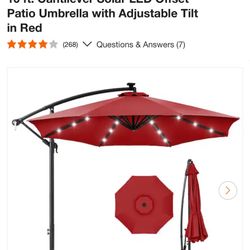  Products 10 Ft Umbrella Red And Blue Solar LED  Patio Umbrella 
