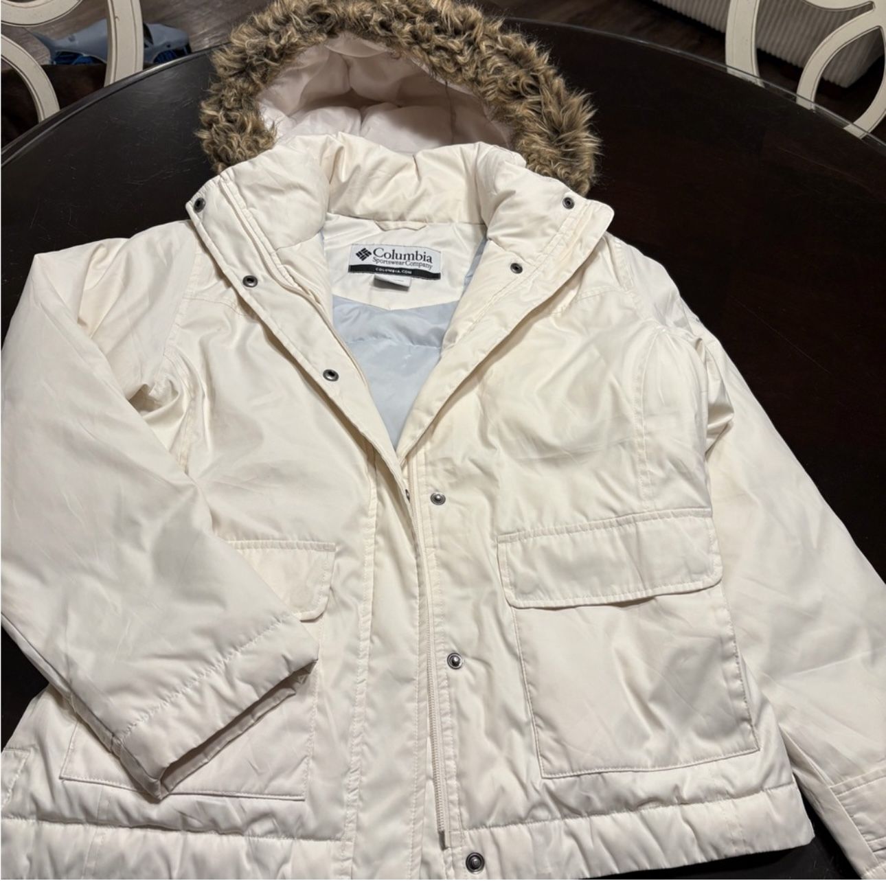 Columbia Women's Cream Jacket with Faux Fur Hood