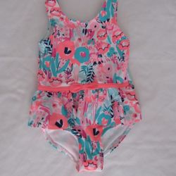 New Girls 4T Flower Print Swimsuit 