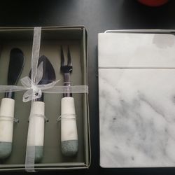 Marble Cheese Cutter And Set Of Marble Cheese Knives-$15 For All