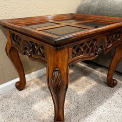 Wood and glass entry table side table end table