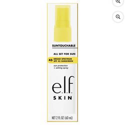 NEW e.l.f. SKIN Suntouchable! All Set for Sun SPF 45 Sun Protection + Makeup Setting Spray - Exp 12/25 - Retails for $15  Help protect your skin and s