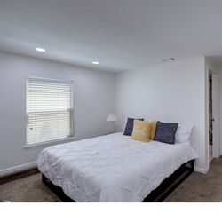 King Bed- Mattress, Frame, Bedding 