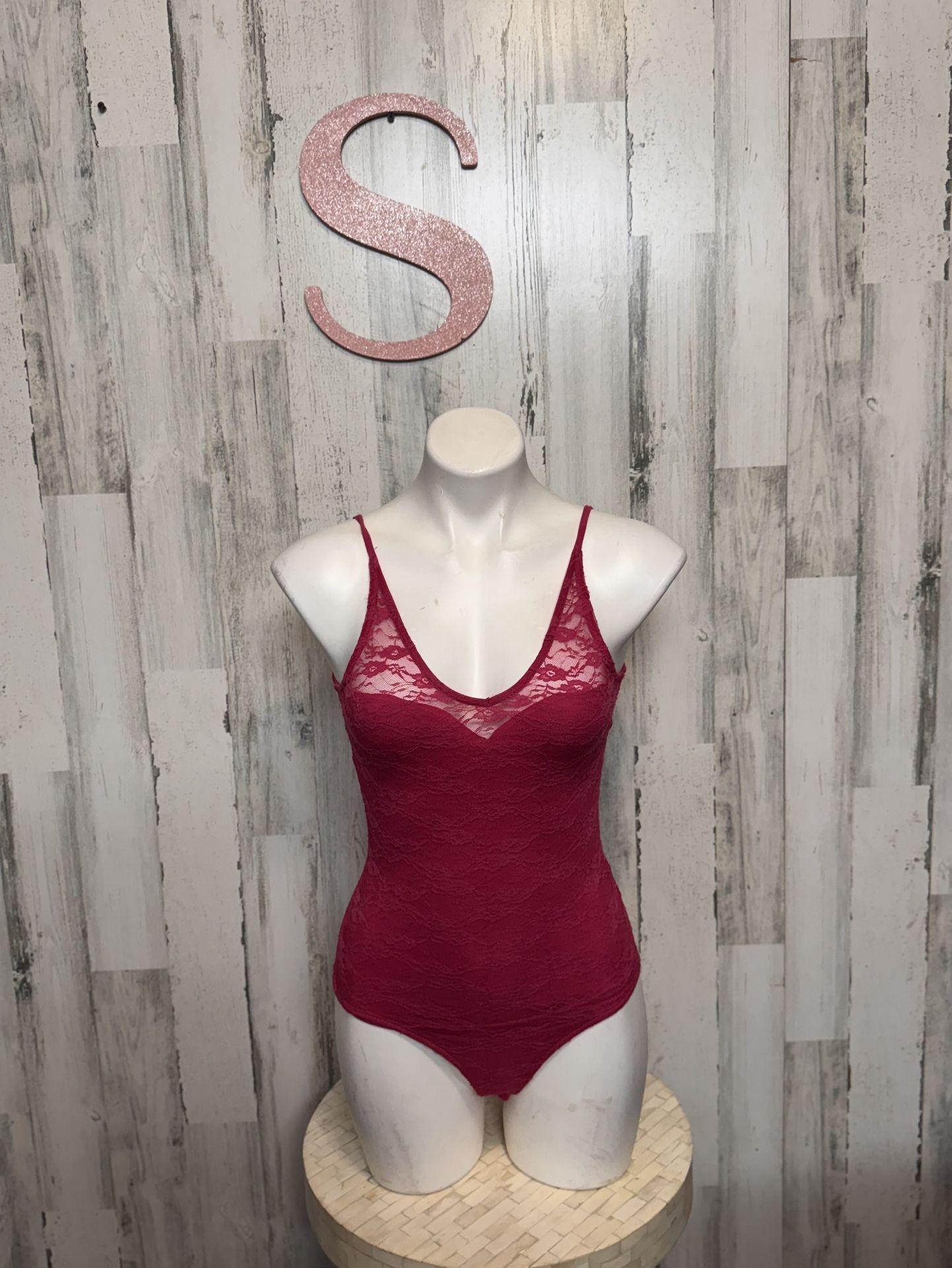 Ambiance Hot Pink Lace Bodysuit Women’s Size Small