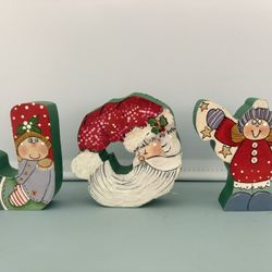 Joy Hand Painted Wood Christmas Decor 