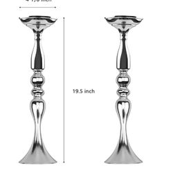 19.5" Tall Silver Candelabra Candle Holder Vase for Wedding Flowers Bouquet, Centerpiece