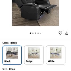 Leather Power Recliner Chair, Brown Recliner with with LED Lights, Armrest Storage, USB Charging Ports,