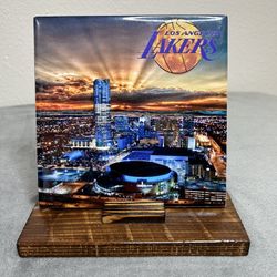 Los Angeles Lakers Ceramic Plaque/Wood Stand