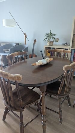 $200. Wood Dining Table with 4 Chairs