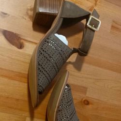 Diba Open Toe Dress Shoes Olive Heels Women's Size 9.5 