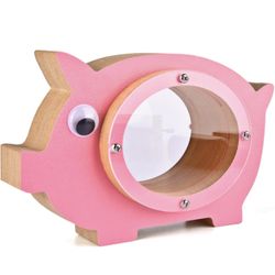 Wooden Piggy Bank, Personalized Piggy Bank for Kids Money Box, Wooden Coin Bank Money Saving Box for for Boys and Girls Birthday Christmas Thanksgivin