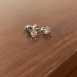1/2 Carat Diamond Stud Earrings, Silver