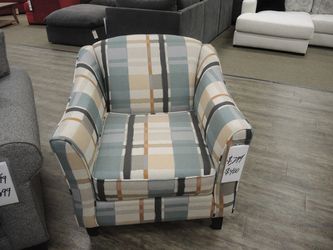 Plaid Accent Chair - Multicolor Plaid (Aqua, Teal, Cream, Tan, Orange, Charcoal) | Armchair