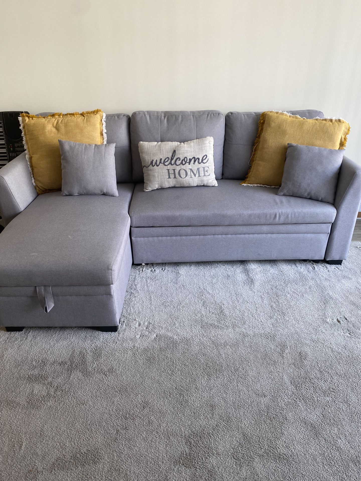 BEAUTIFUL GRAY COUCH ! & PILLOWS