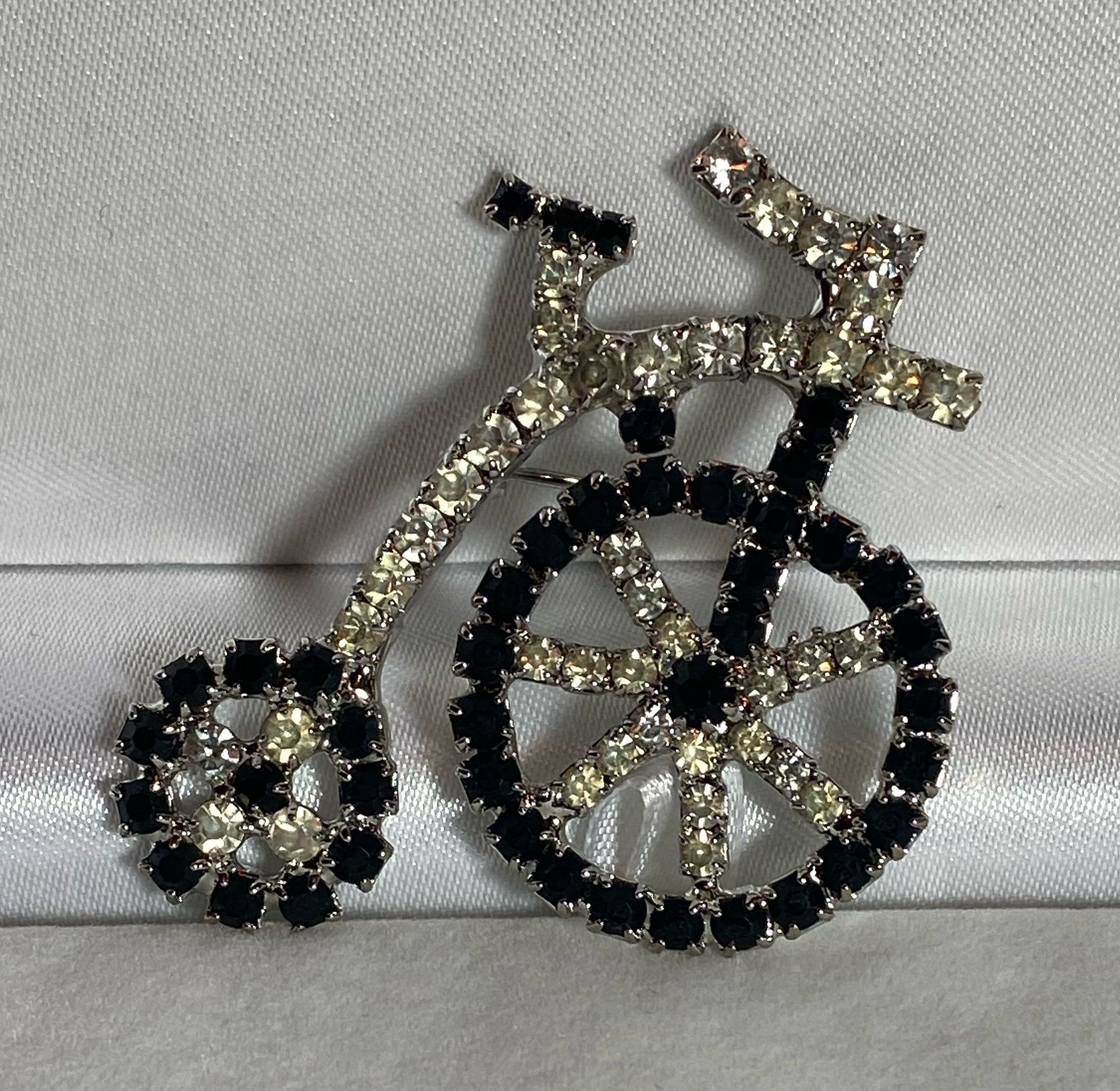 Penny Farthing High Wheel Bike Chrystal Pin Brooch Jewelry Vintage