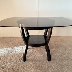 glass dining table with storage 