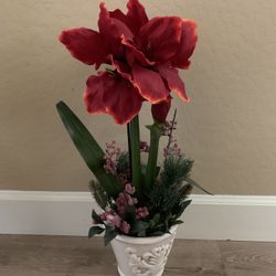 Silk Plant In Ceramic Pot
