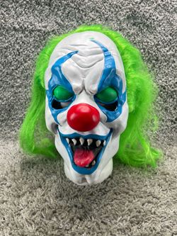 Evil Clown Head Mask Adult Halloween Led Light Up Eyes