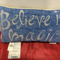 Disney Blue & white “Believe In Magic” Pillow - Disneyland Fans - Home Decor Simi Valley 