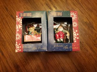 Traditions Collectible Gift Ornaments Santa/Elf & Mouse/Treasure Box