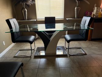 Glass Top Dining Table with Chairs