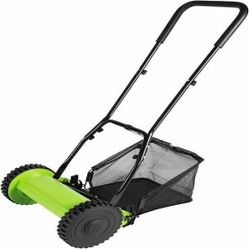 12 Inch 5-Blade Push Reel Lawn Mower, Adjustable Cutting Height, Walk-Behind Lawn Mowers for Yard, Garden