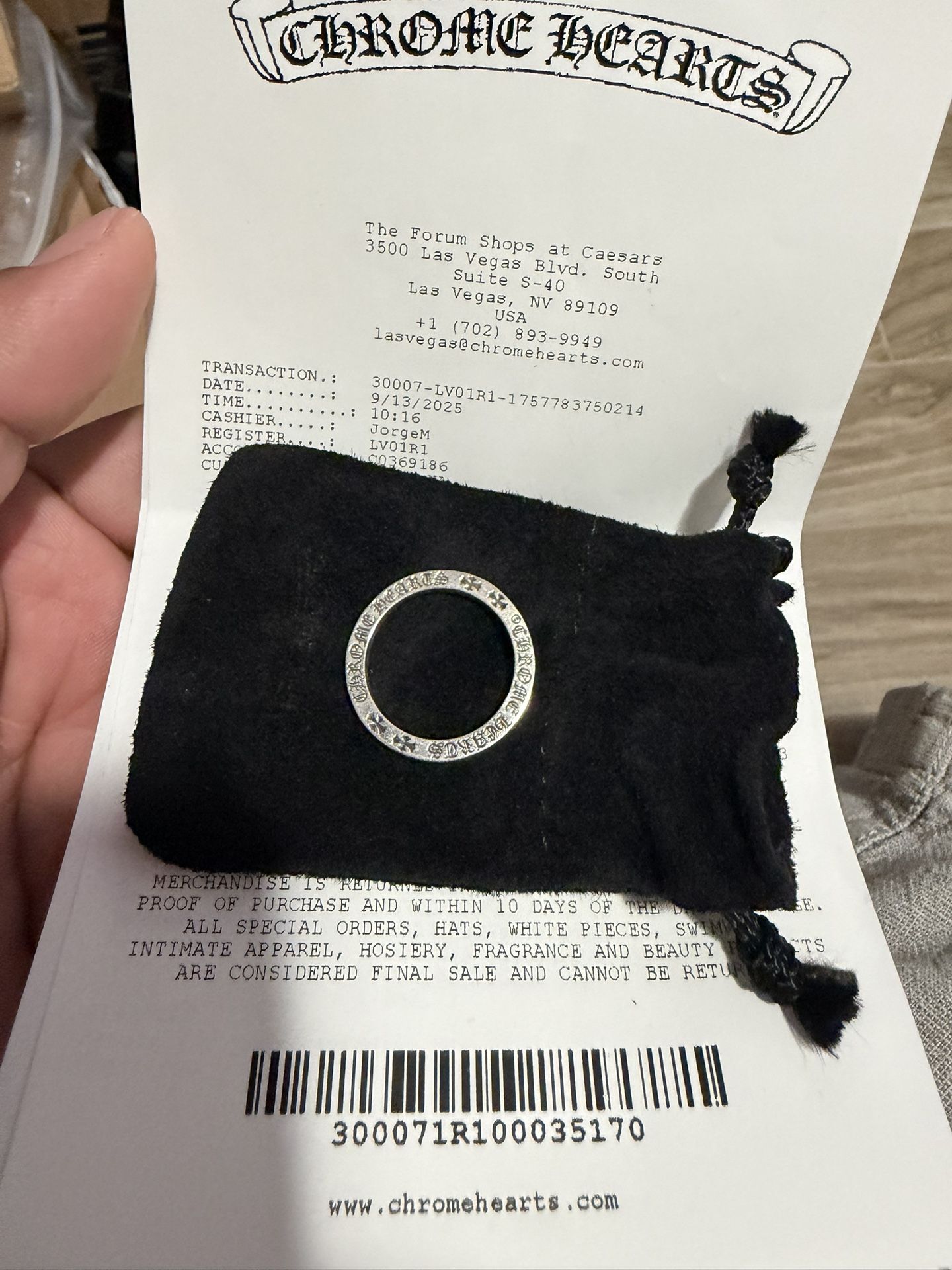 Chorme Hearts Ring Size 10.5