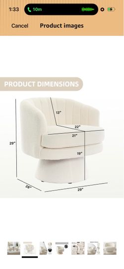 Cream Boucle Swivel Accent Chair