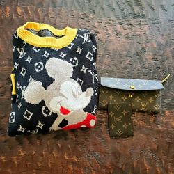 Mickey Lv sweater & wallet, billfold