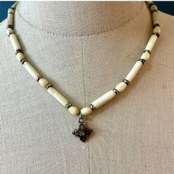 Vintage  Dyed bone  star/cross  pendant necklace