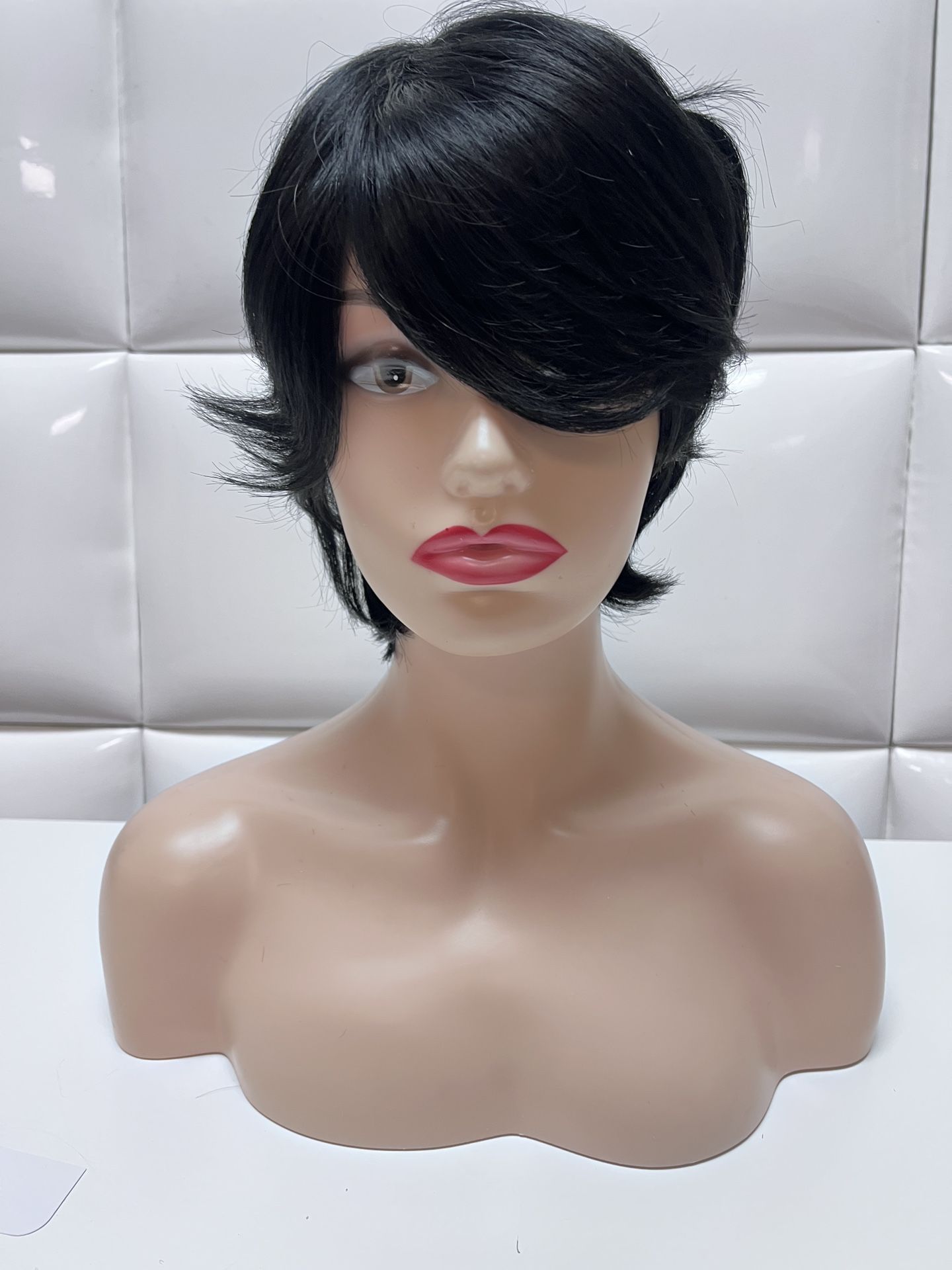 Natural Human Hair Wig-Black Color-brand New $50-peluca De Pelo Natural Color Negro Nueva