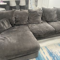 Grey Sectional Couch Sofa W/ Chaise - Deep & Super Cushiony!