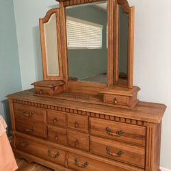 Oak Dresser W/Mirror