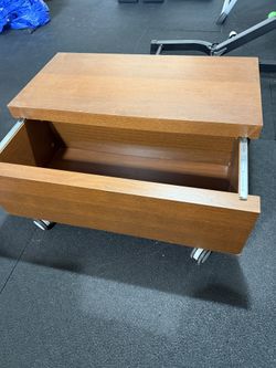Rolling Wood Storage Coffee/TV Table with Sliding Top