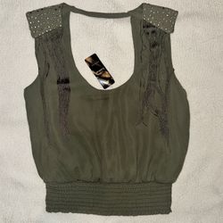 Bebe - XS - New With Tags - Army Green Top
