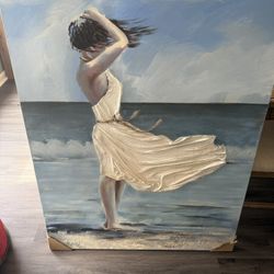 Lady By The Sea Huge Canvas