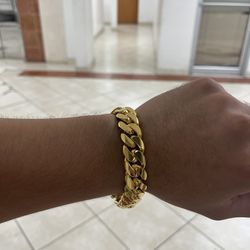 16MM MIAMI CUBAN LINK BRACELET 8.5” GOLD OVER SILVER