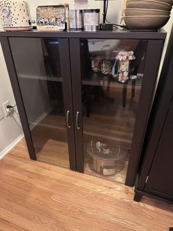 Black Glass And Wood Cabinet