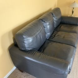 Leather Smokey Black Couch