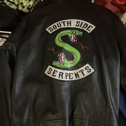south side serpents leather sweater