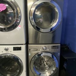 SET WASHER AND DRYER FRONT LOAD GRAY SSTEEL LG ELECTRIC ⚡️ 220 VOLTS 